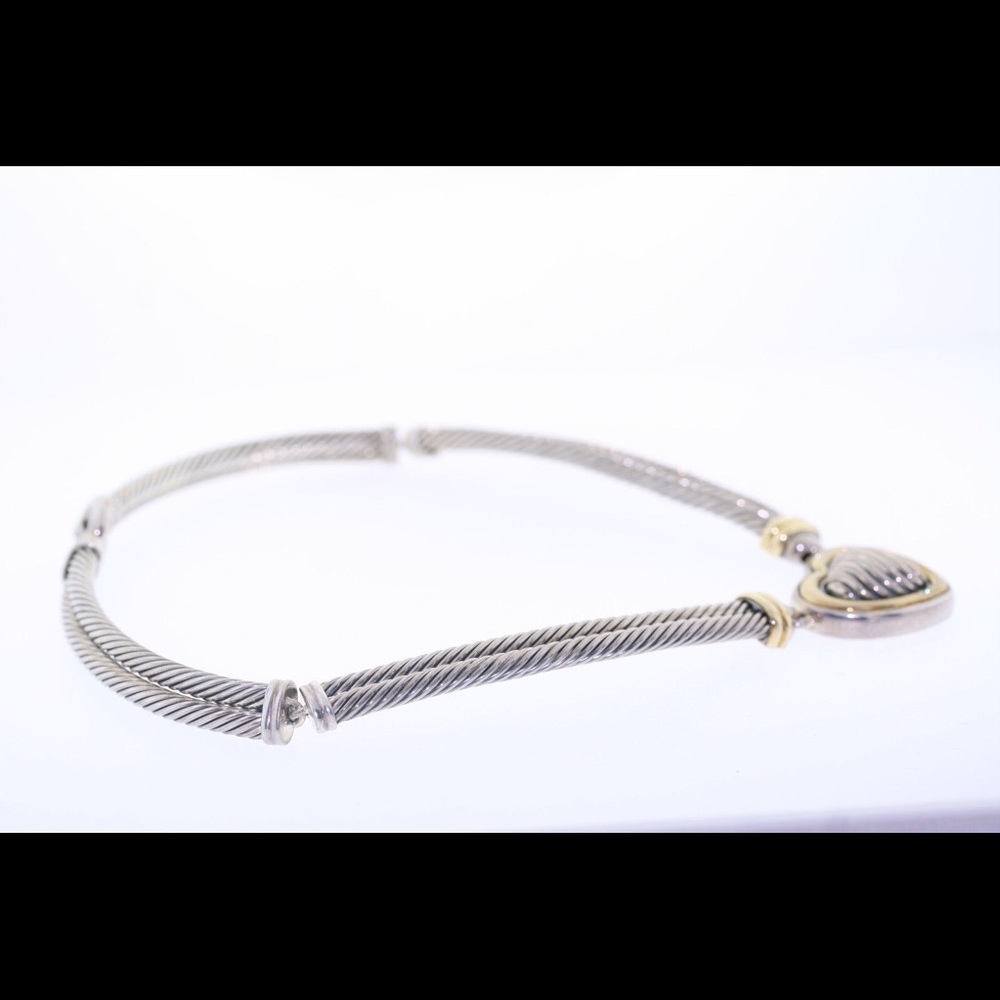 David Yurman 925 18k Cable Heart Necklace - Picture 9 of 10
